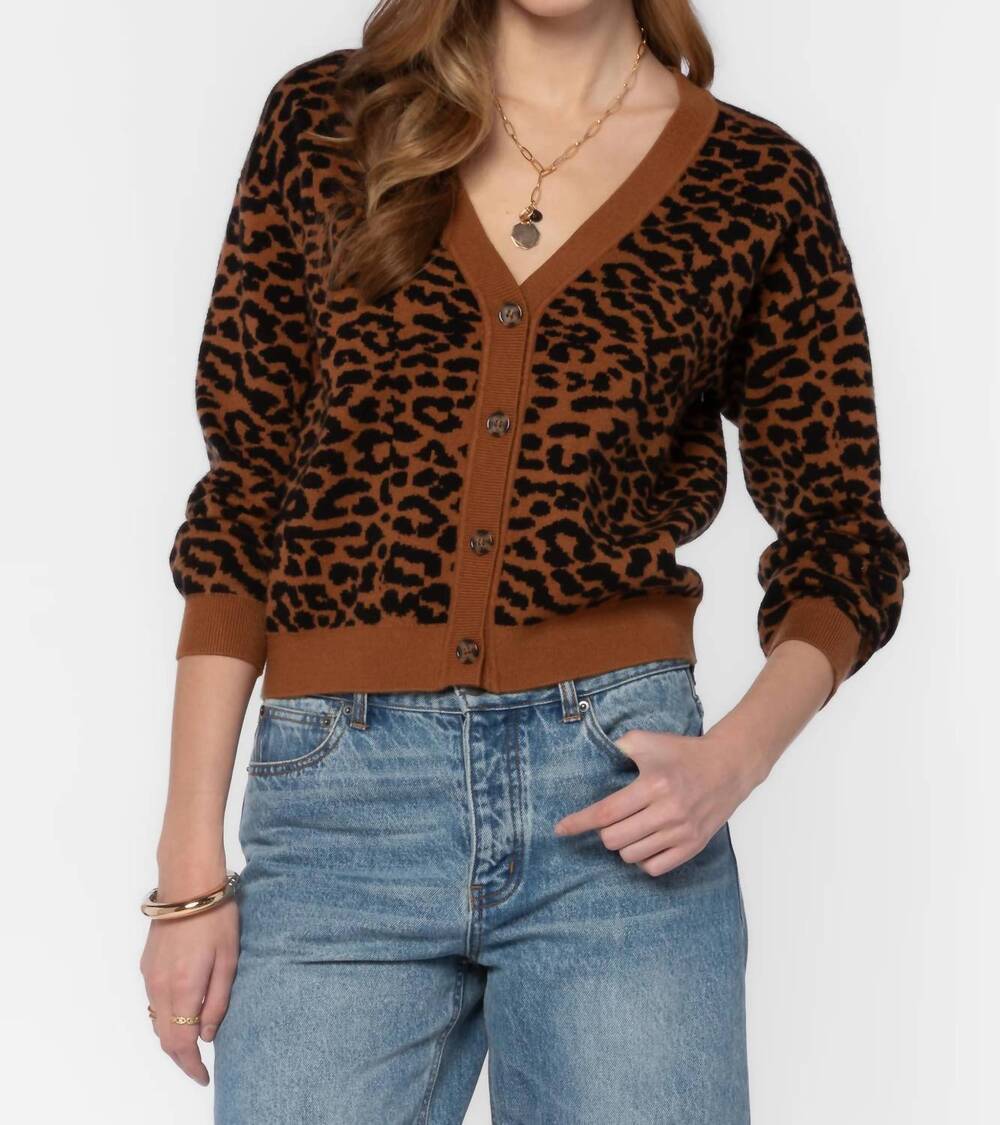 NEW VELVET HEART sharyl animal print cardigan in maple cheetah